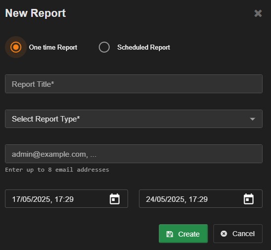 One-time report UI