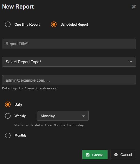 Scheduled report UI